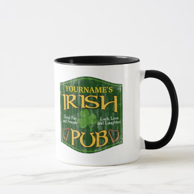 Tasse Symbole de pub irlandais personnalisé (Droite)