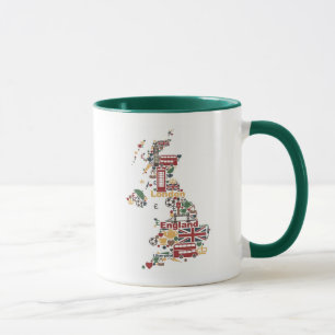 Tasse Symboles de carte de l'Angleterre