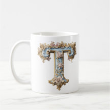 Tasse 'T' initiale baroque pour une princesse du c