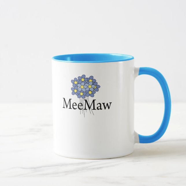 Tasse T-shirt assez bleu de MeeMaw de fleur (Droite)