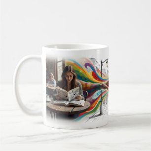 Tasse Take On Me Fille Lisant une Bande Dessinée