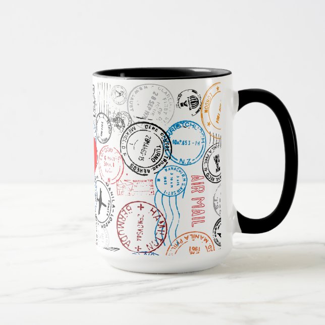 Tasse Tampons de passeport Conception de voyage Musique (Droite)