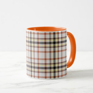 Tasse Tartan blanc noir orange jaune