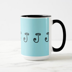Tasse Tasse, café, thé, turquoise, noir, initial "J "
