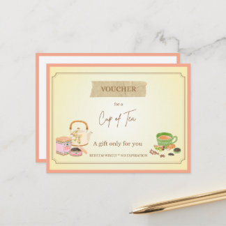 'Tasse Tee' Lustiger Geschenkgutschein Postkarte