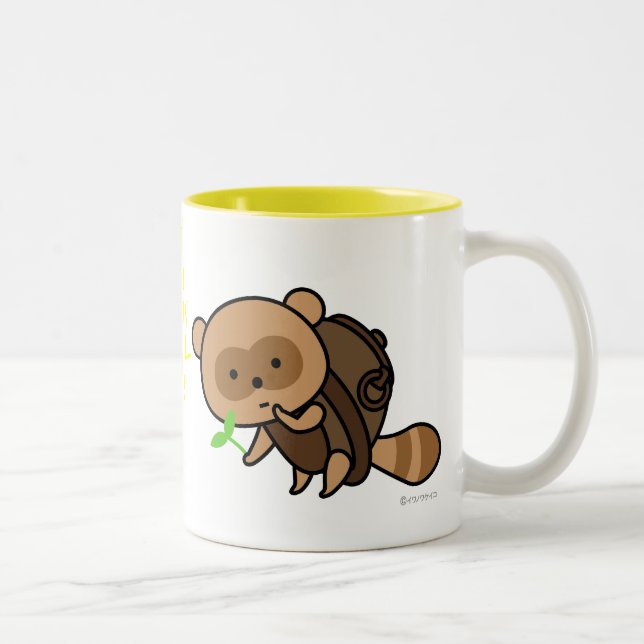 Tasse - Teekessel Tanuki mit Blätter (Rechts)