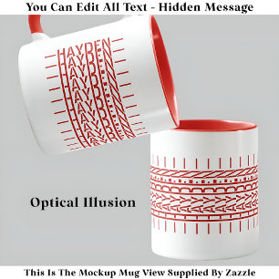 Tasse tendance avec message caché et nom en rouge