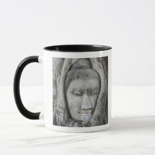 Tasse Tête de grès de Bouddha cernée d'un arbre