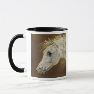 Tasse Tête d'un cheval Arabe gris (huile sur la toile