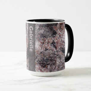 Tasse Texture de roche de géologie rosâtre avec le nom