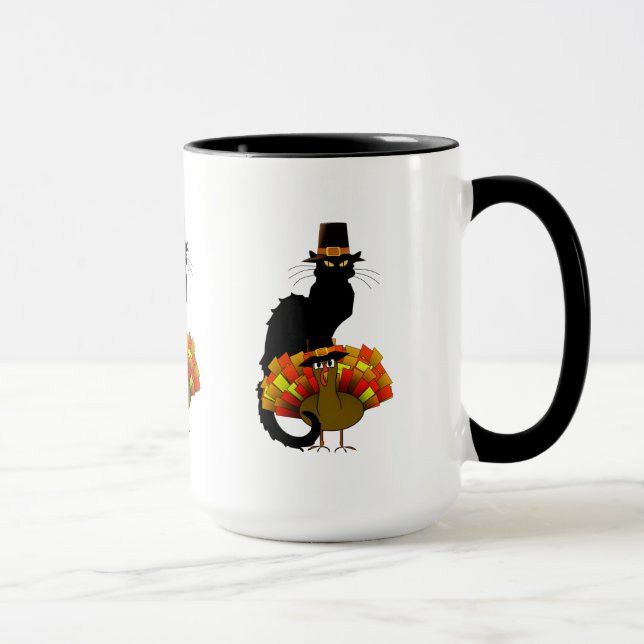 Tasse Thanksgiving Le Conversation Noir avec le pèlerin  (Droite)