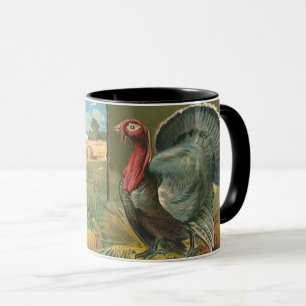 Tasse Thanksgiving vintage, Turquie à la ferme