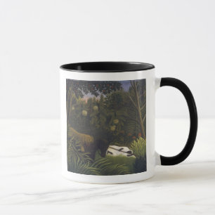 Tasse Tigre attaquant un cheval et un homme de couleur