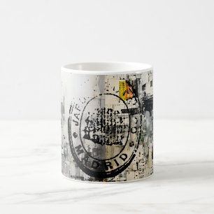 Tasse timbre de bibliothèque de ville urbaine vaca