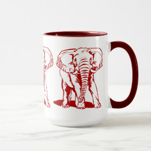 Tasse Tirage de trait d'éléphant rouge sombre