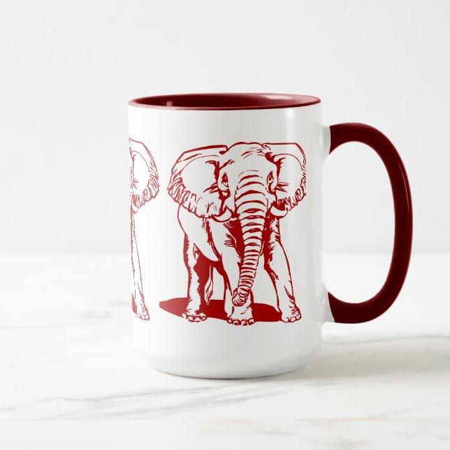 Tasse Tirage de trait d'éléphant rouge sombre (Droite)