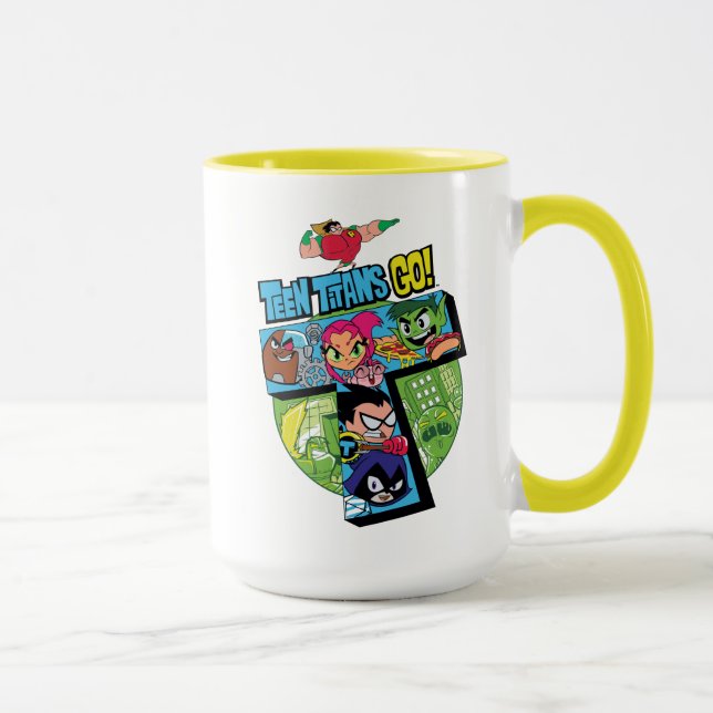 Tasse Titans Ados, allez ! | Collage de la tour Titans (Droite)