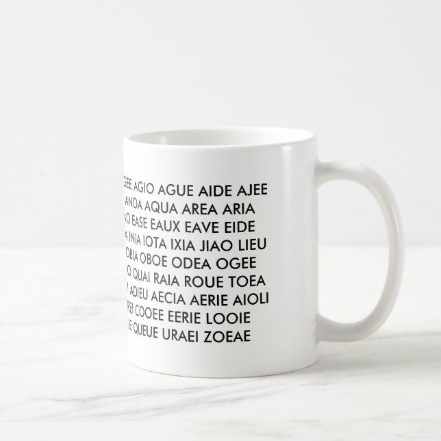 Tasse - "toutes que j'ai sont des voyelles ! " (Droite)