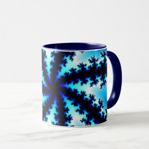 Tasse Trendy Navy Blue and White Fractal