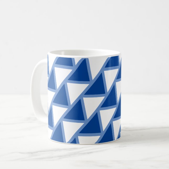 Tasse - Triangles carrelés en bleu (Devant gauche)