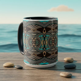 Tasse tribale abstraite des marées océaniques