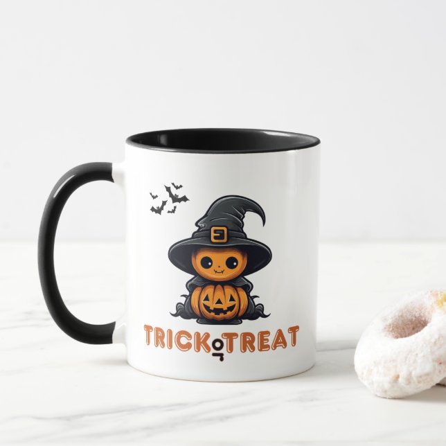 Tasse Trick oder Treat Pumpkin (Mit Donut)