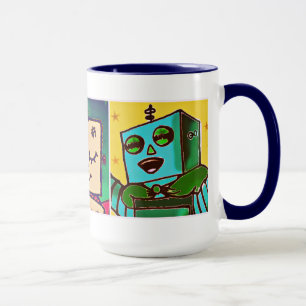 Tasse tricolore de robots