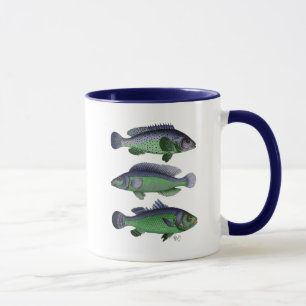 Tasse Trio bleu et vert de poissons