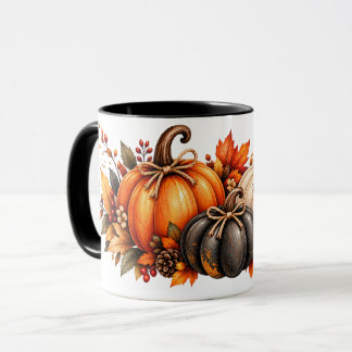 Tasse Trio de Citrouilles à l'Aquarelle