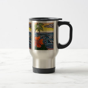 Tasse tropicale de voyage de vagues