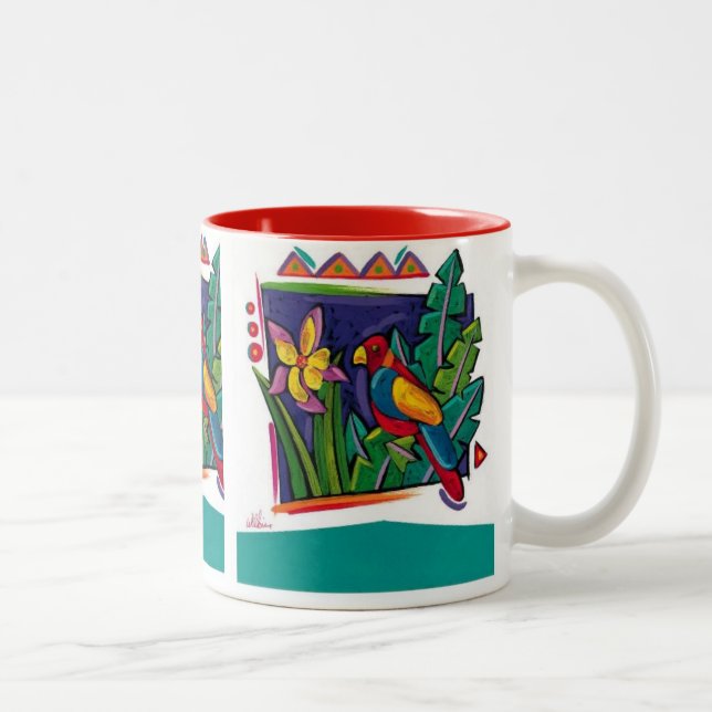 Tasse-Tropischer Papagei Zweifarbige Tasse (Rechts)