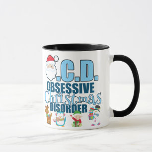 Tasse Trouble obsessionnel de Noël (bleu)