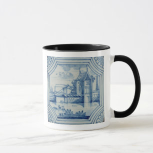 Tasse Tuile de Delft montrant un pont-levis au-dessus