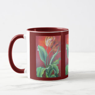 Tasse Tulipes artistiques rouges et jaunes