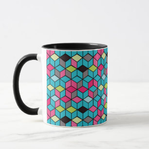 Tasse Turquoise et motif rose de cube