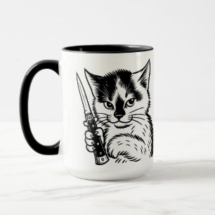 Tasse Tuxedo Cat Switchblade Attitude par Phil Elm