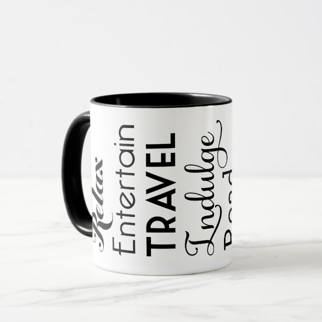 Tasse Typographie de retraite Mots de retraite inspirés (Devant gauche)