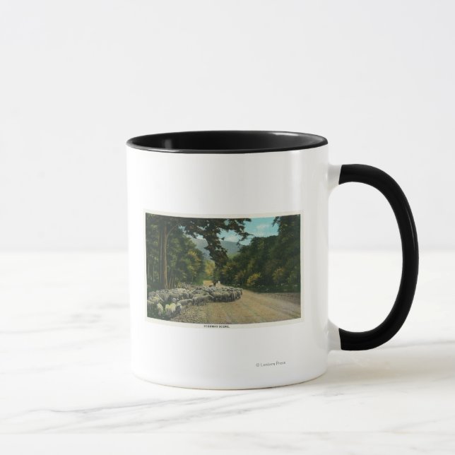 Tasse Un berger menant des moutons sur une route du Main (Droite)