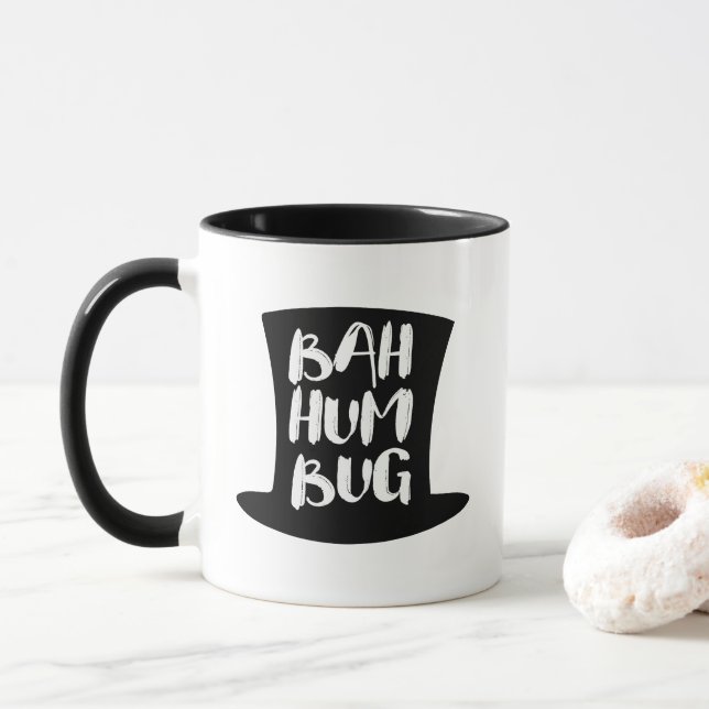 Tasse Un café de Noël Carol Bah Humbug (Avec donut)