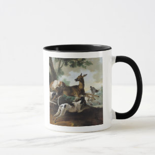 Tasse Un cerf commun chassé par des chiens, 1725