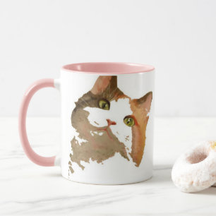 Tasse Un chat Calico Vert Portrait Artistique