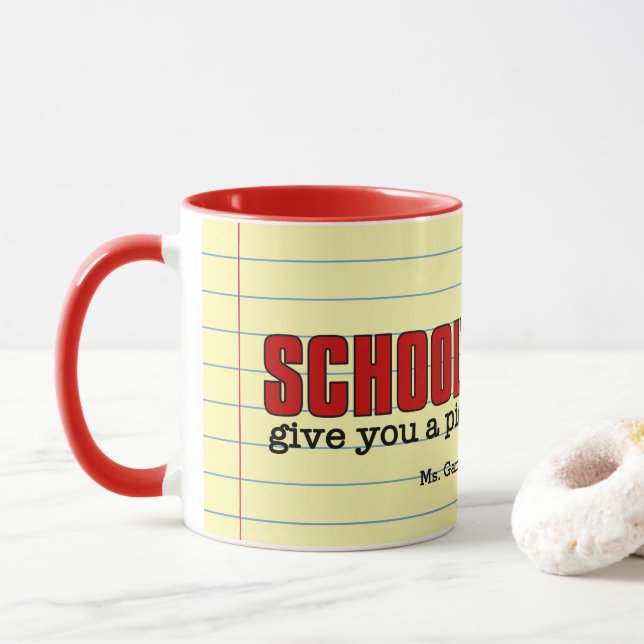 Tasse Un morceau d'esprit amusant de l'enseignant Rouge  (Avec donut)