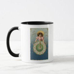 Tasse Un nouveau YearGirl heureux placé sur une horloge