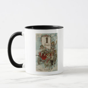 Tasse Un nouveau YearKids heureux autour d'un chariot