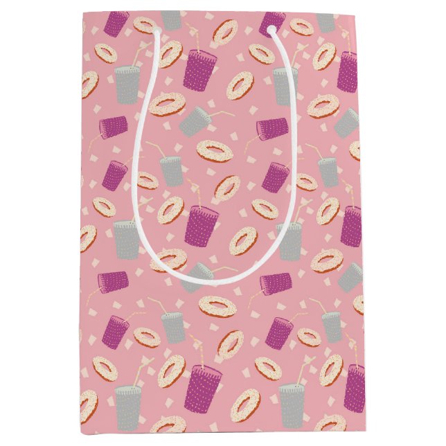Tasse und Donuts rosa Mittlere Geschenktüte (Vorderseite)