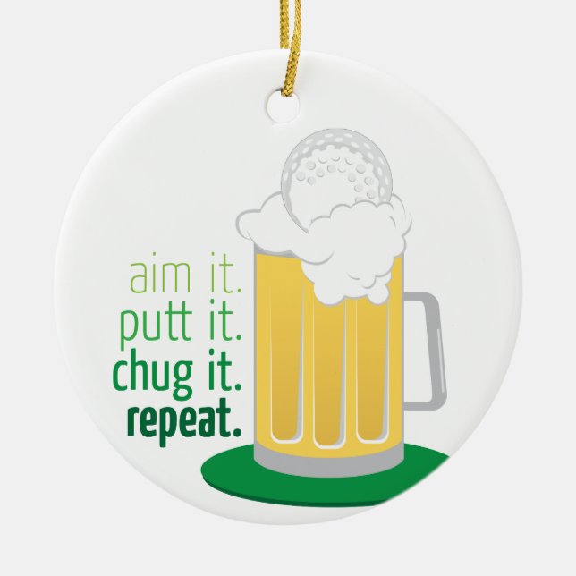 Tasse und Golf von Bier Keramik Ornament (Vorne)