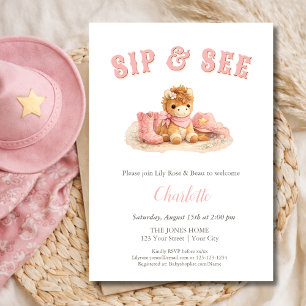 Tasse und sieh Western Kleine Cowgirl Baby Mädchen Einladung