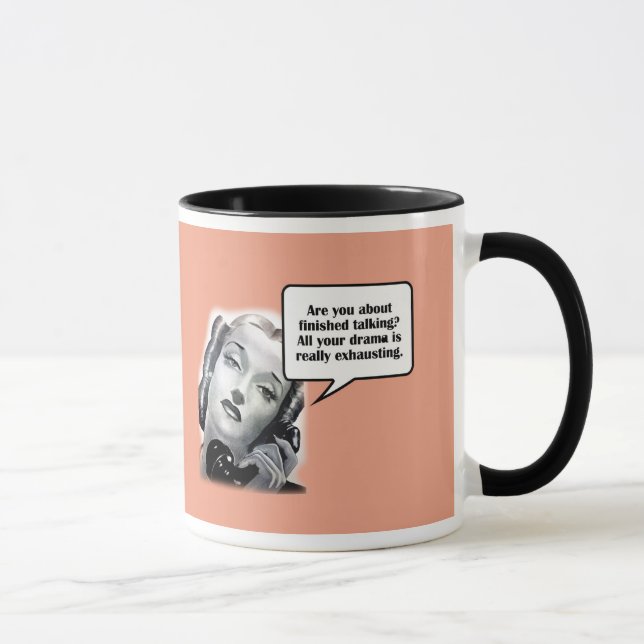 Tasse Une femme rétro au téléphone, un drame (Droite)
