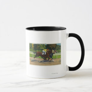 Tasse Une finition étroite à la voie de course, chevaux