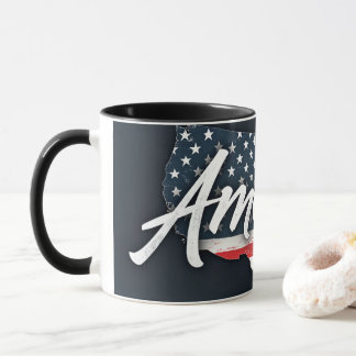 Tasse unter amerikanischer Flagge